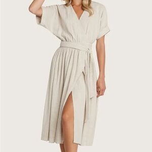 Willow || Helen oatmeal colored wrap dress